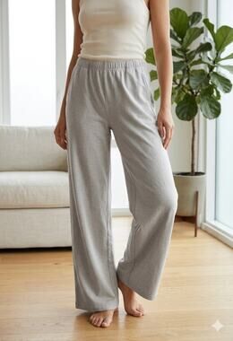 Hanro of Switzerland 5981 Natural Living Organic Cotton Wide Leg Lounge Pants M